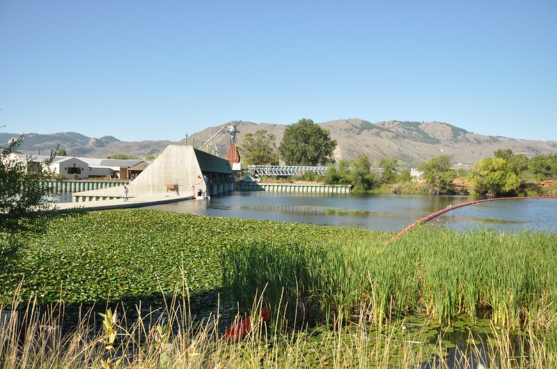 The Zosel Dam on the Okanogan River downstream of Osoyoos Lake. The Zosel Dam on the Okanogan River downstream of Osoyoos Lake.