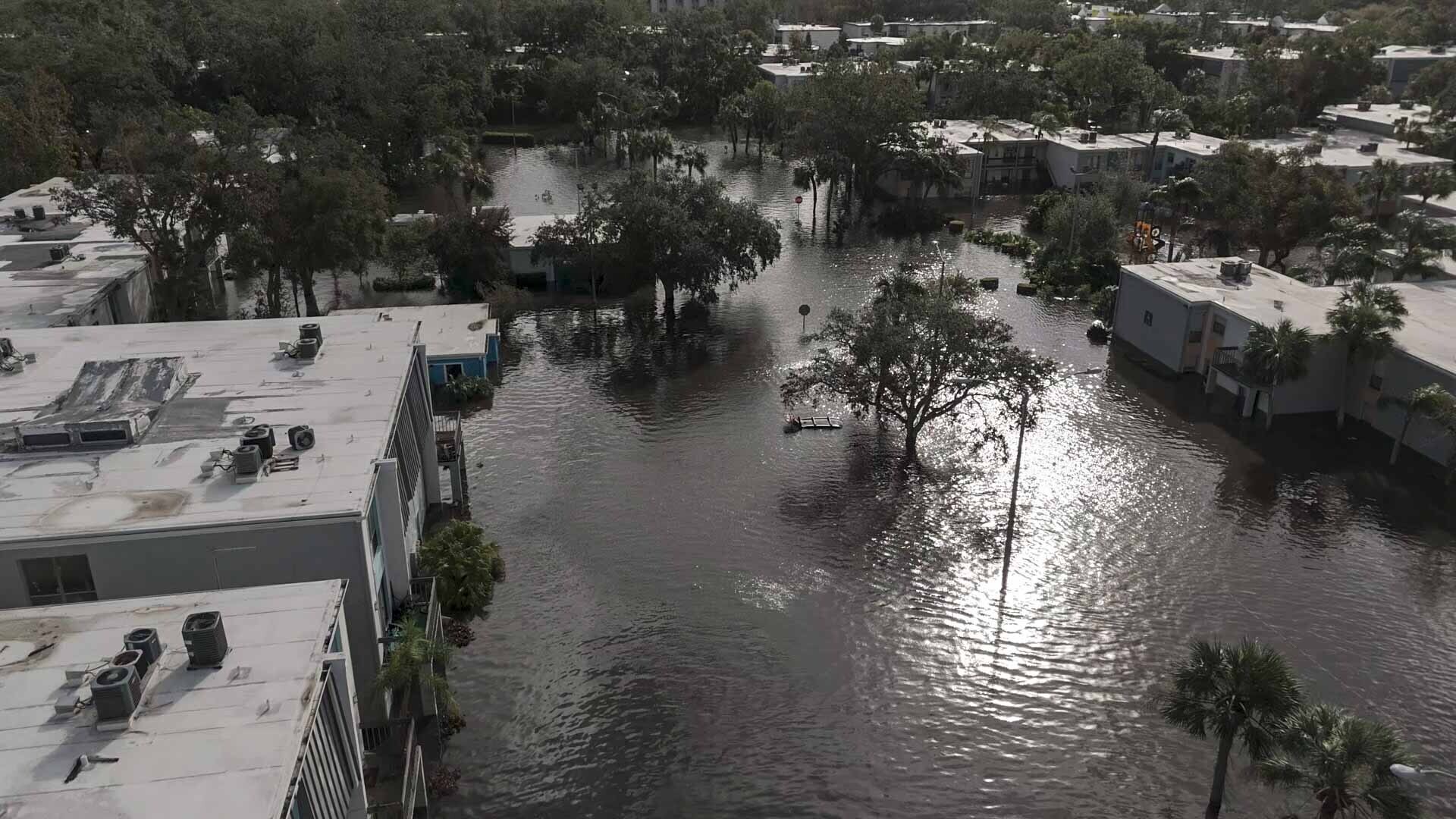 Floodwaters sit in an apartment complex where people are being rescued in the aftermath of Hurricane Milton. Floodwaters sit in an apartment complex where people are being rescued in the aftermath of Hurricane Milton.
