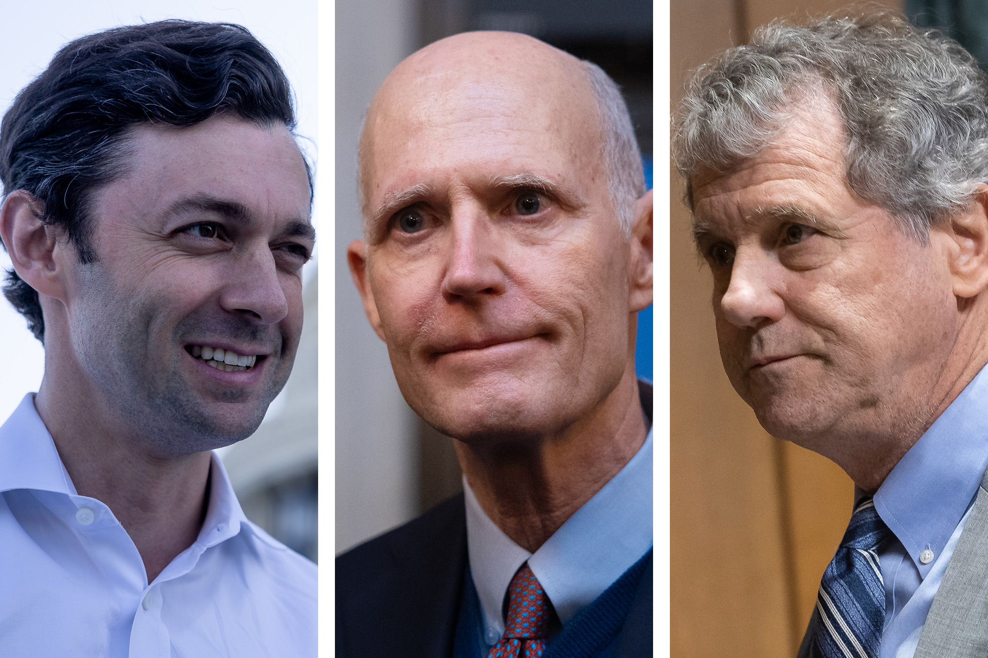 Sens. Sherrod Brown (D-Ohio), Jon Ossoff (D-Ga.) and Rick Scott (R-Fla.) Sens. Sherrod Brown (D-Ohio), Jon Ossoff (D-Ga.) and Rick Scott (R-Fla.)