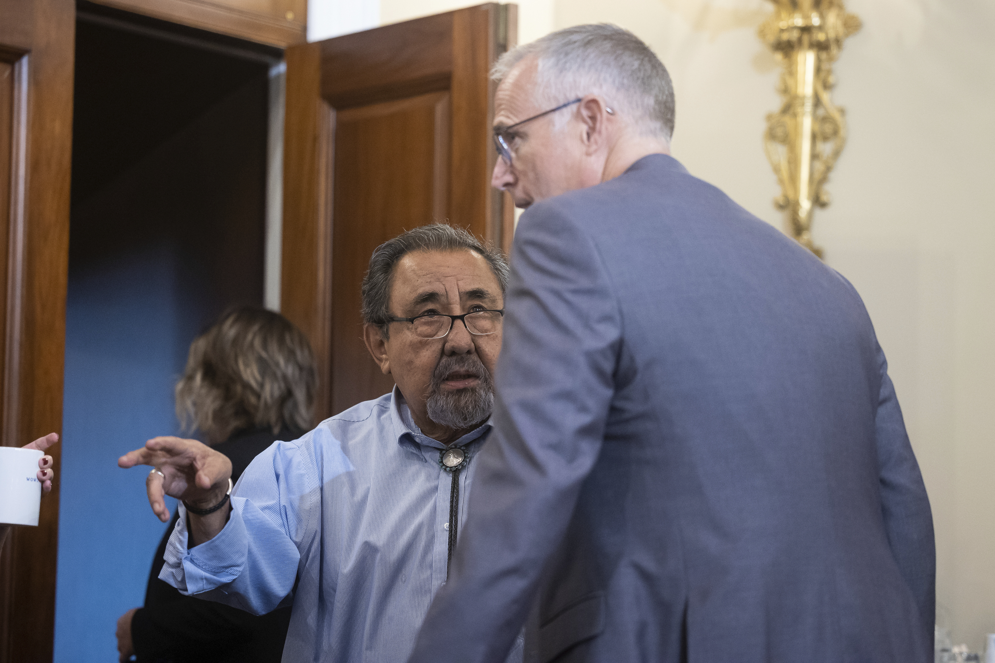 Reps. Raul Grijalva (D-Ariz.) and Jared Huffman (D-Calif.) chatting. Reps. Raul Grijalva (D-Ariz.) and Jared Huffman (D-Calif.) chatting.